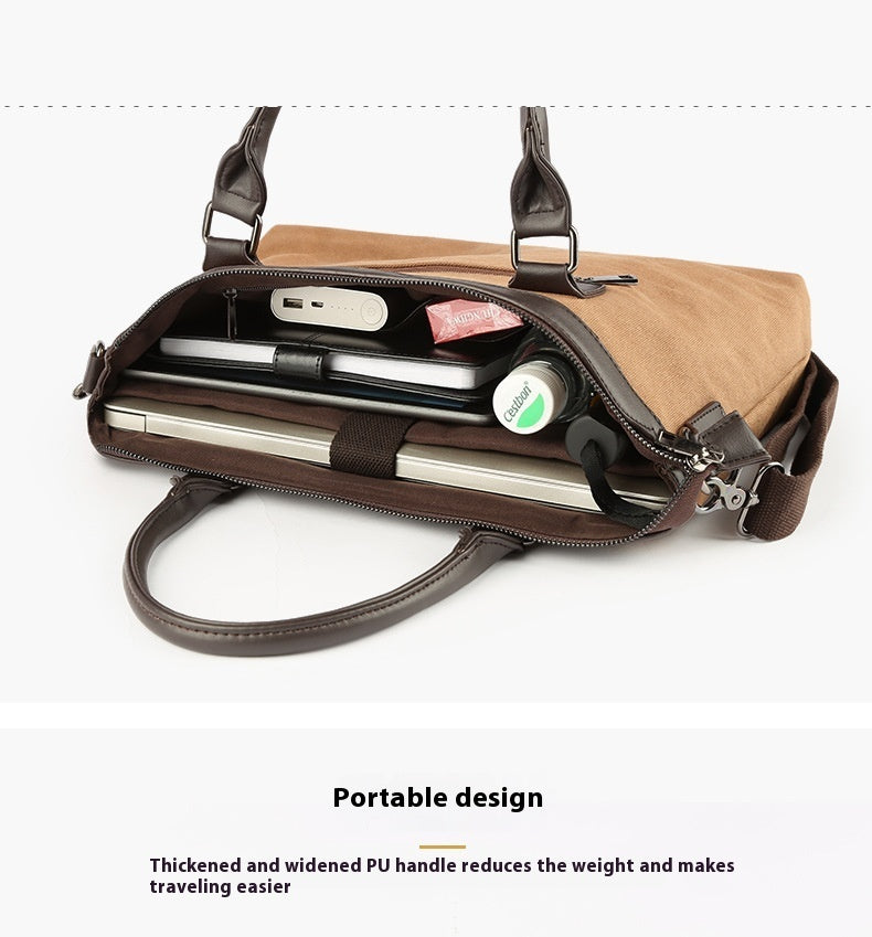 Canvas Shoulder Messenger Bag Men's Business Handheld Briefcase